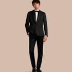 Burberry Slim Fit Textured Cotton Silk Blend Tailored Jacket