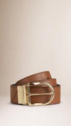 Burberry Reversible Check Embossed Leather Belt