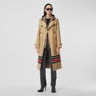 Burberry Burberry Stripe Detail Cotton Gabardine Trench Coat, Size: 04, Brown