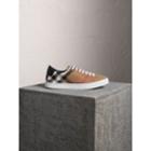 Burberry Burberry House Check Cotton And Leather Trainers, Size: 43, Black