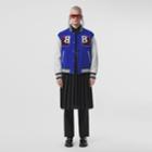 Burberry Burberry Letter Graphic Technical Wool And Leather Bomber Jacket, Size: 34