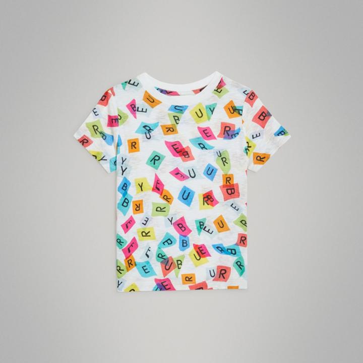 Burberry Burberry Confetti Letter Print Cotton T-shirt, Size: 6y, White