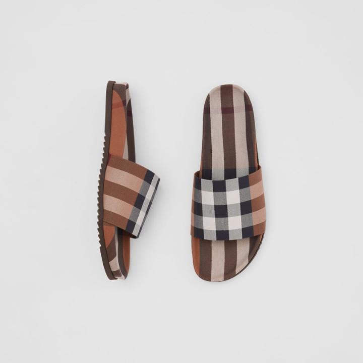 Burberry Burberry Check Cotton Slides, Size: 39