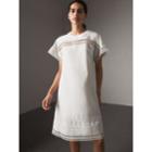 Burberry Burberry Short-sleeved Macram Lace Detail Silk Blend Dress, Size: 00, White