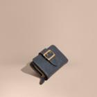 Burberry Burberry Buckle Detail Grainy Leather Wallet, Blue