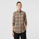 Burberry Burberry Button-down Collar Vintage Check Stretch Cotton Shirt, Size: 10, Beige