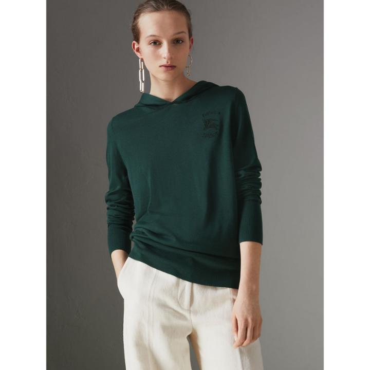 Burberry Burberry Embroidered Silk Cashmere Hoodie, Green