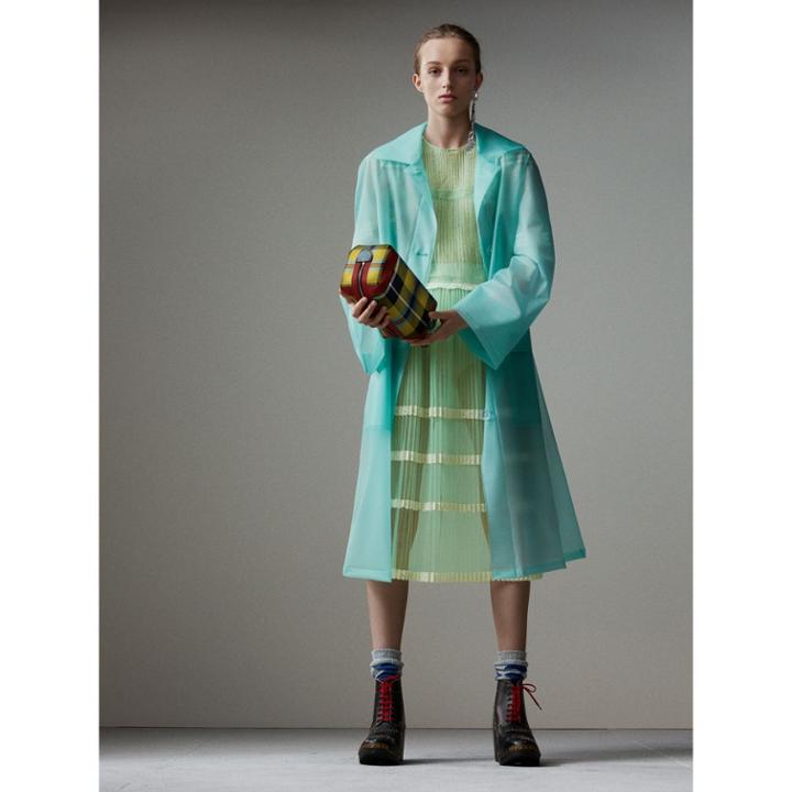 Burberry Burberry Soft-touch Plastic Car Coat, Size: 10, Blue