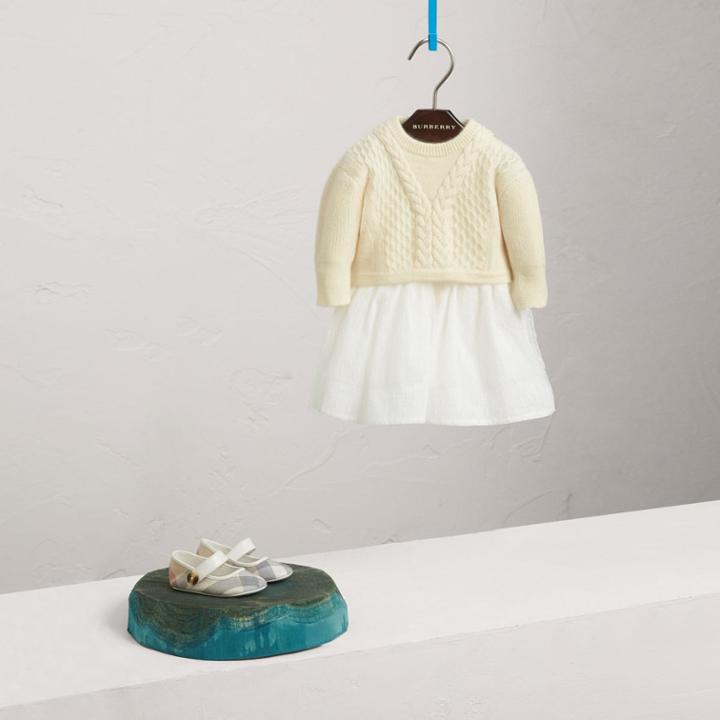Burberry Burberry Knitted Cashmere And Tulle Dress, Size: 18m, White