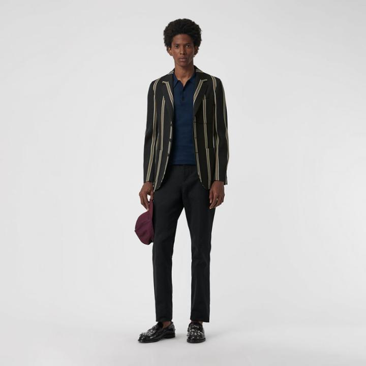 Burberry Burberry Striped Wool Blend Club Blazer, Size: 34r, Black