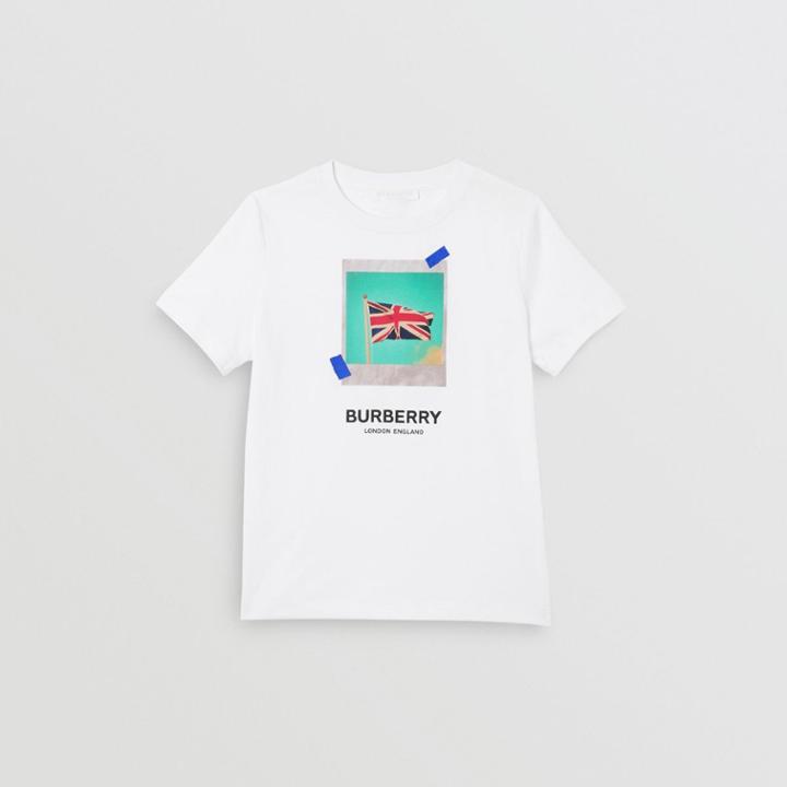 Burberry Burberry Childrens Union Jack Print Cotton T-shirt, Size: 4y, White