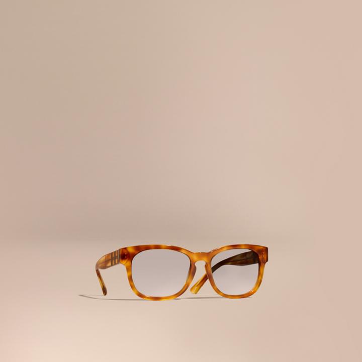 Burberry Burberry Check Detail Square Frame Sunglasses, Brown