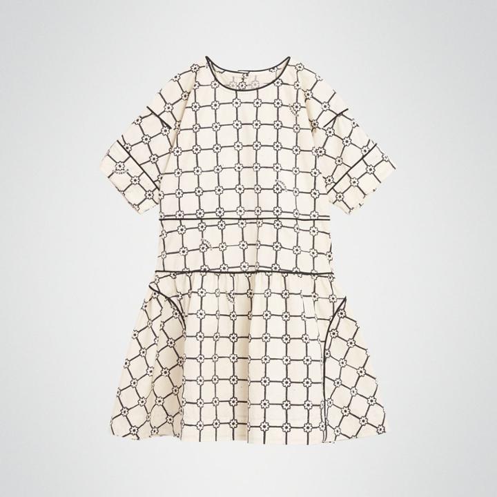 Burberry Burberry Childrens Piping Detail Flower Print Cotton Dress, Size: 14y, Beige