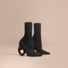 Burberry Burberry Mid-calf Knitted Boots With Sculpted Heel, Size: 39.5, Black