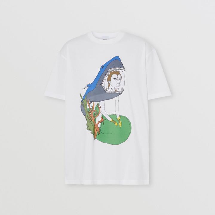 Burberry Burberry Marine Sketch Print Cotton Oversized T-shirt, Size: Xs