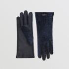 Burberry Burberry Shearling And Leather Gloves, Size: 6.5, Blue