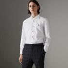 Burberry Burberry Contrast Button Stretch Cotton Shirt, Size: L, White