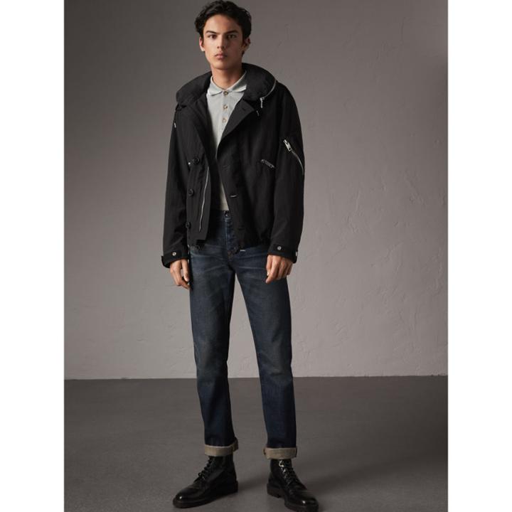 Burberry Burberry Rainproof Flyweight Jacket With Packaway Hood, Size: 34, Black