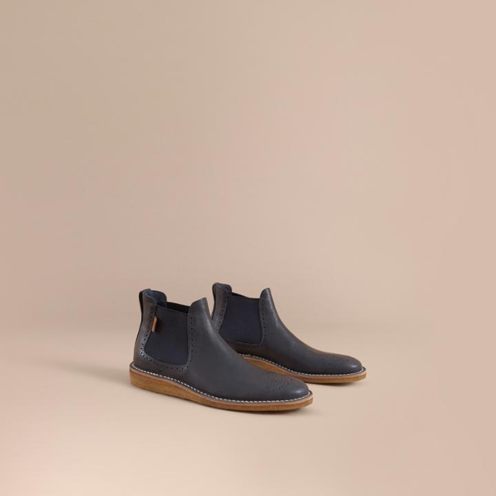 Burberry Burberry Leather Chelsea Boot, Size: 44, Blue