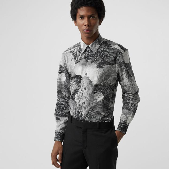 Burberry Burberry Dreamscape Print Cotton Silk Shirt, Black