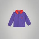 Burberry Burberry Long-sleeve Archive Logo Print Cotton Polo Shirt, Size: 18m, Blue