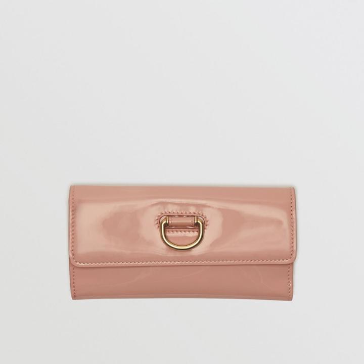 Burberry Burberry D-ring Patent Leather Continental Wallet, Pink