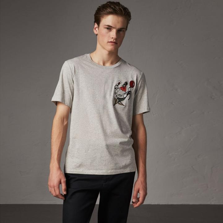 Burberry Burberry Sketch Appliqu Cotton T-shirt, Grey