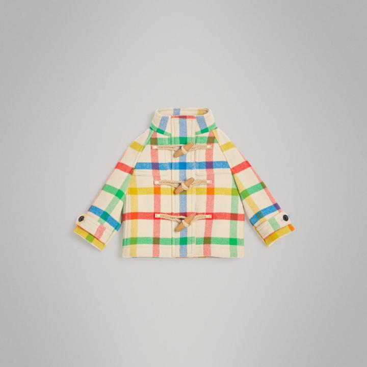 Burberry Burberry Check Wool Twill Duffle Coat, Size: 3y, Yellow
