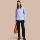 Burberry Burberry Lace Appliqu Cotton Shirt, Size: 15.5, Blue