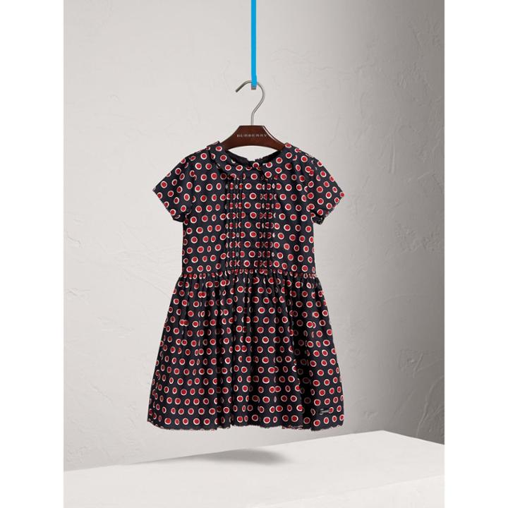 Burberry Burberry Pintuck Detail Spot Print Cotton Dress, Size: 10y, Red