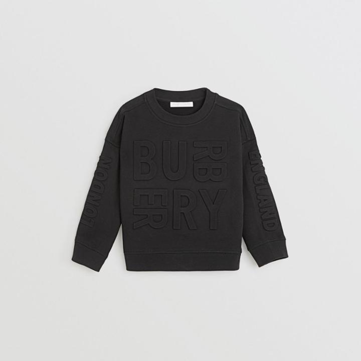 Burberry Burberry Childrens Embossed Logo Cotton Sweatshirt, Size: 3y, Black