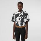 Burberry Burberry Logo Detail Cow Print Cotton Oversized T-shirt, Size: Xs, Black