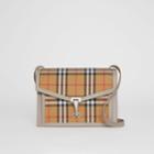 Burberry Burberry Small Vintage Check And Leather Crossbody Bag, Beige