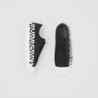 Burberry Burberry Logo Print Two-tone Cotton Gabardine Sneakers, Size: 37, Black