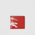 Burberry Burberry Contrast Logo Leather International Bifold Wallet, Red