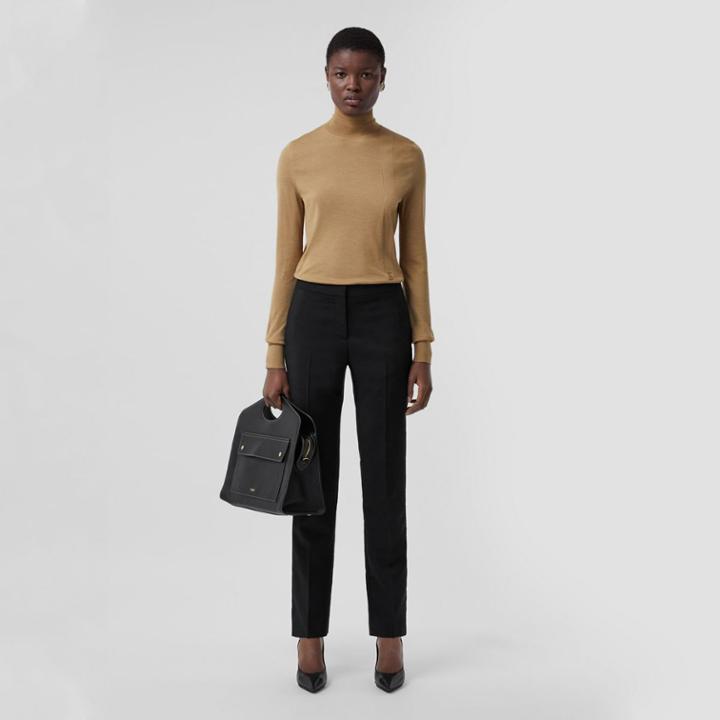 Burberry Burberry Monogram Motif Wool Silk Blend Funnel Neck Sweater