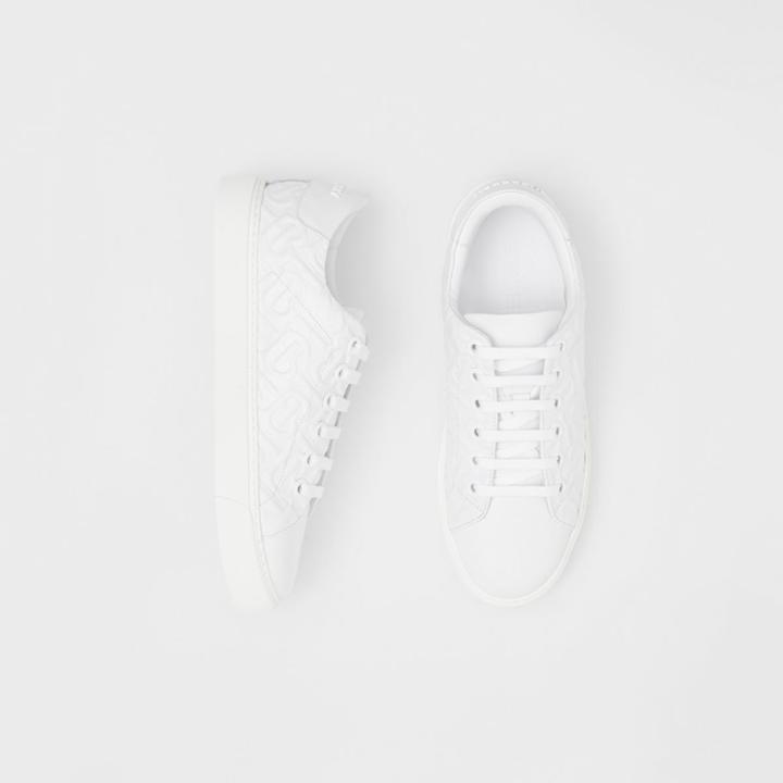 Burberry Burberry Monogram Leather Sneakers, Size: 35, White