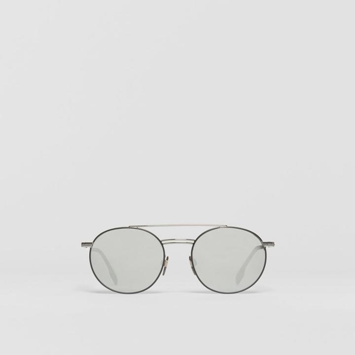 Burberry Burberry Top Bar Detail Round Frame Sunglasses, Black