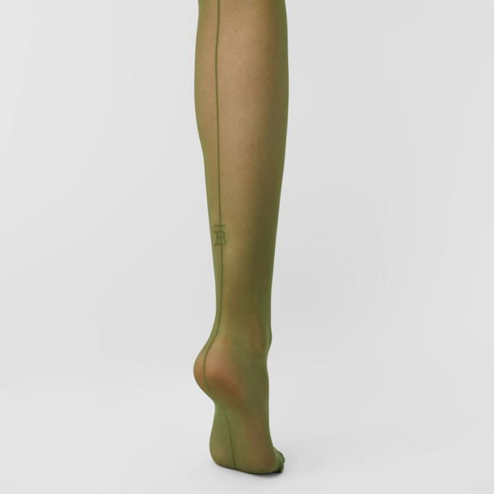 Burberry Burberry Monogram Motif Seamed Tights, Green