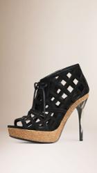 Burberry Burberry Cut-out Suede Ankle Boots, Size: 38.5, Black