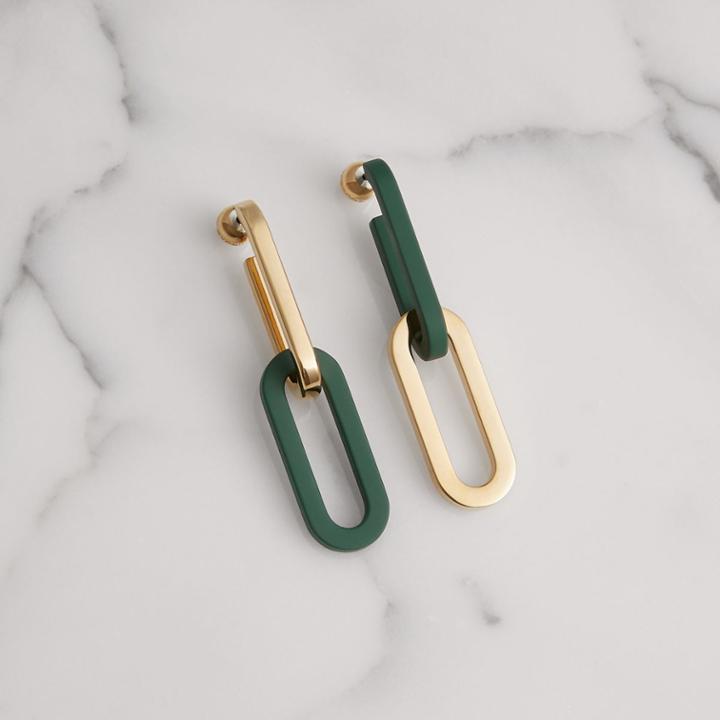 Burberry Burberry Rubberised And Gold-plated Link Drop Earrings