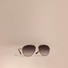 Burberry Burberry Check Detail Pilot Sunglasses, Grey