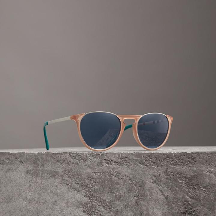 Burberry Burberry Keyhole Pilot Round Frame Sunglasses, Beige