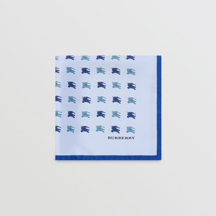 Burberry Burberry Equestrian Knight Print Silk Pocket Square, Blue