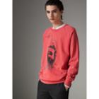 Burberry Burberry Portrait Print Cotton Sweatshirt, Size: Xs, Red