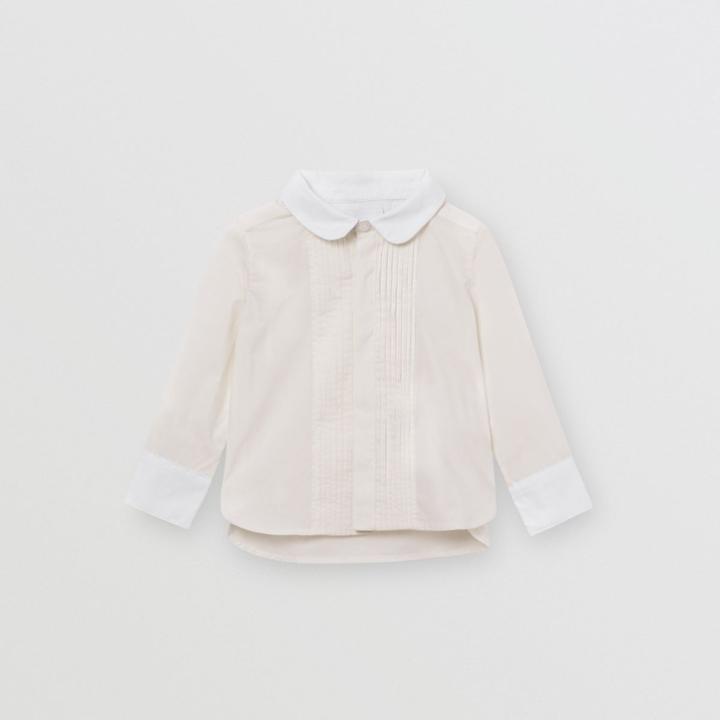 Burberry Burberry Childrens Pintuck Panel Stretch Cotton Poplin Shirt, Size: 18m, White