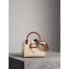 Burberry Burberry The Small Buckle Tote In Two-tone Leather, Grey