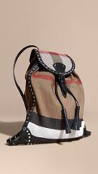 Burberry Canvas Check Backpack With Studded Leather Trim