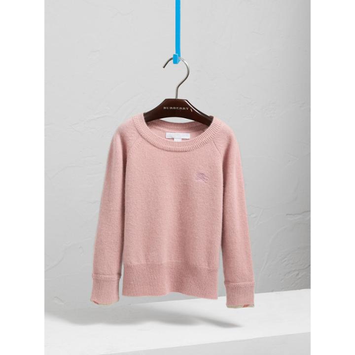 Burberry Burberry Check Cuff Cashmere Sweater, Size: 6y, Pink