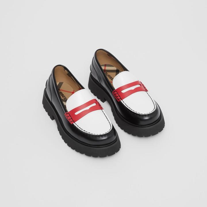 Burberry Burberry Childrens Tri-tone Leather Loafers, Size: 27, White